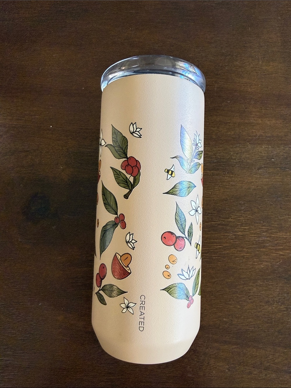 Big Island Cream Floral Insulated Travel Tumbler - 100% kona coffee print